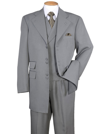 6 Button Double Breasted Grey Vest Suit