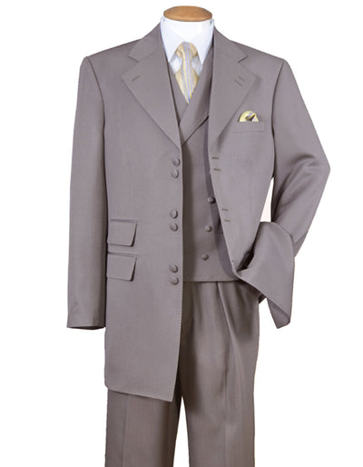 6 Button Double Breasted Taupe Vest Suit