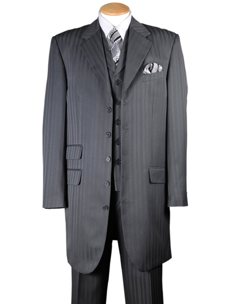 Grey Ton on Ton Stripe Wide Lapel Suit