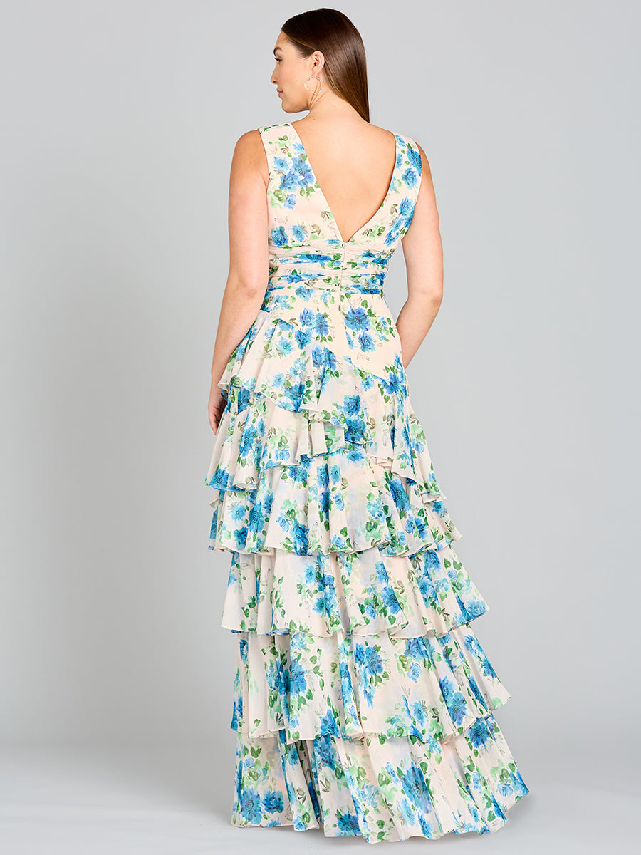 Lara 29249 Ruffle Skirt Print Wedding Guest Dress