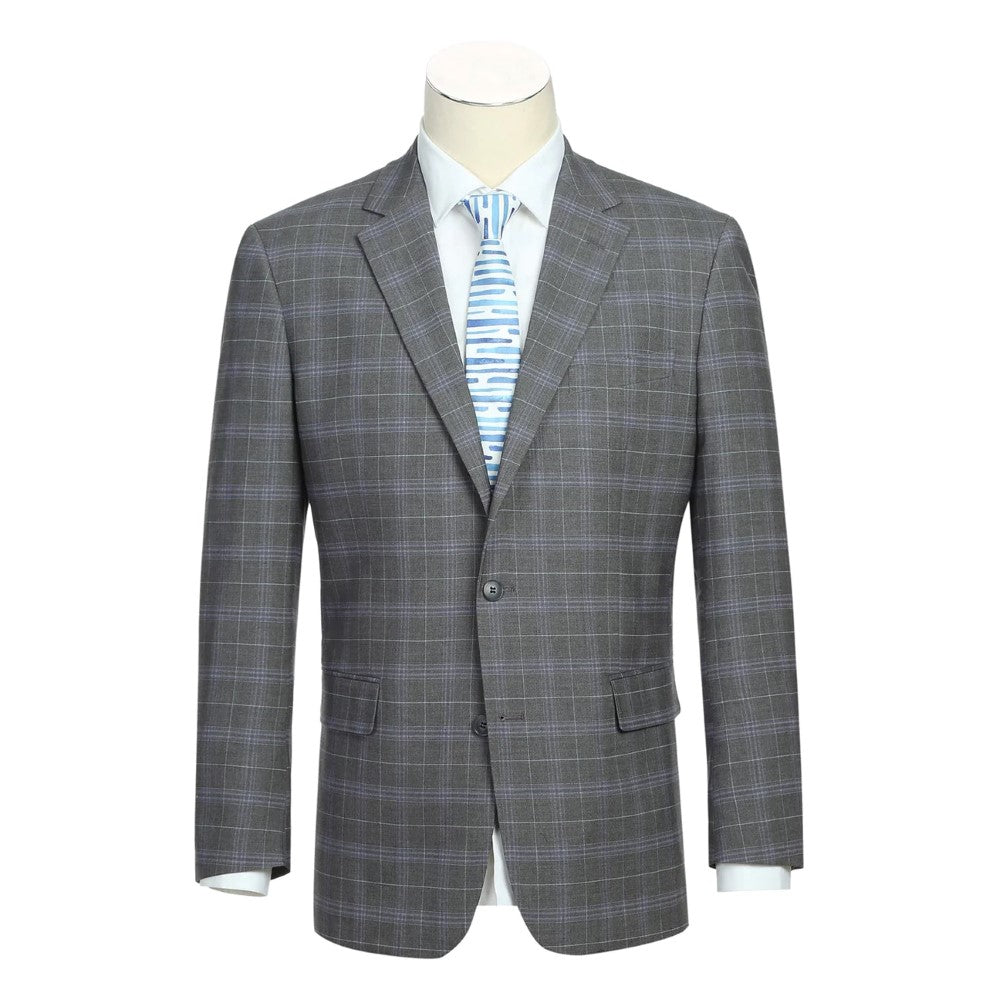 Men's Gray Check 2 Piece Suit by Renoir