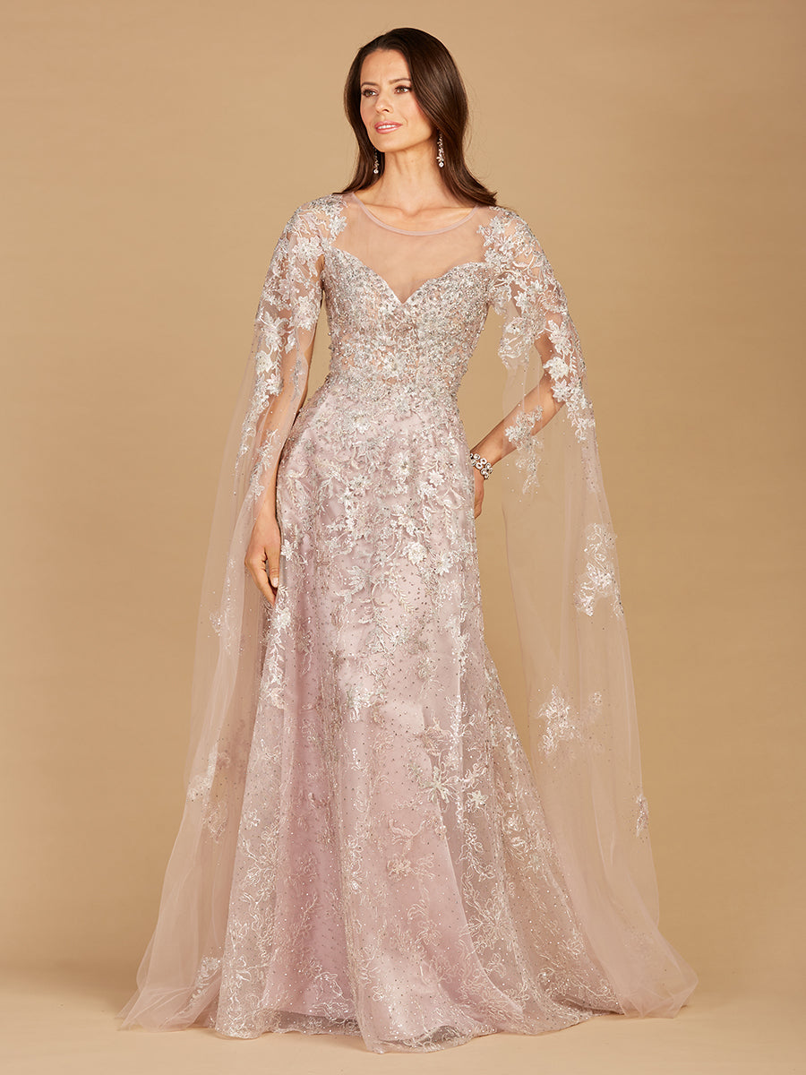 Lara 29300 Lace Mother of the Bride Dress with Cape Sleeves