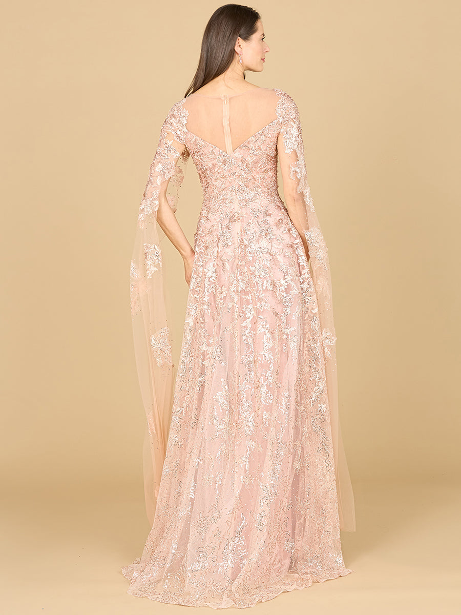 Lara 29300 Lace Mother of the Bride Dress with Cape Sleeves