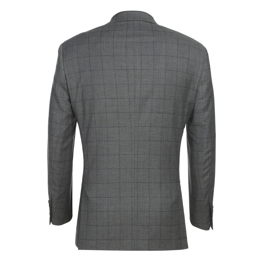 Slim Gray Check Double Breasted Suit - Renoir