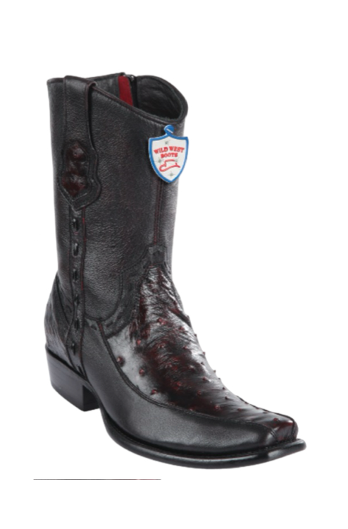 Wild West Ostrich Dubai Toe Boots Blackcherry