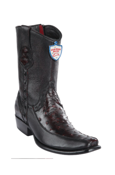 Wild West Ostrich Dubai Toe Boots Blackcherry