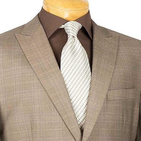 Pompey Glen Plaid Regular Fit Suit Tan