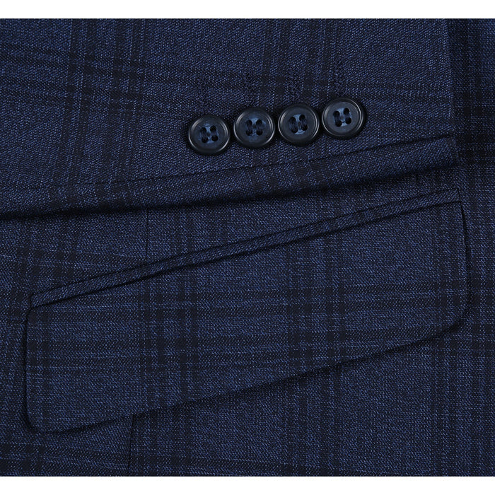Men's Slim Fit Stretch Checked Suit by Renoir