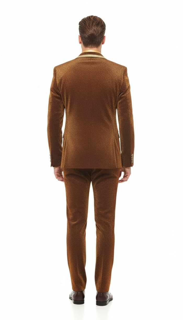 Bronze Shiny Velvet Party & Wedding Suit