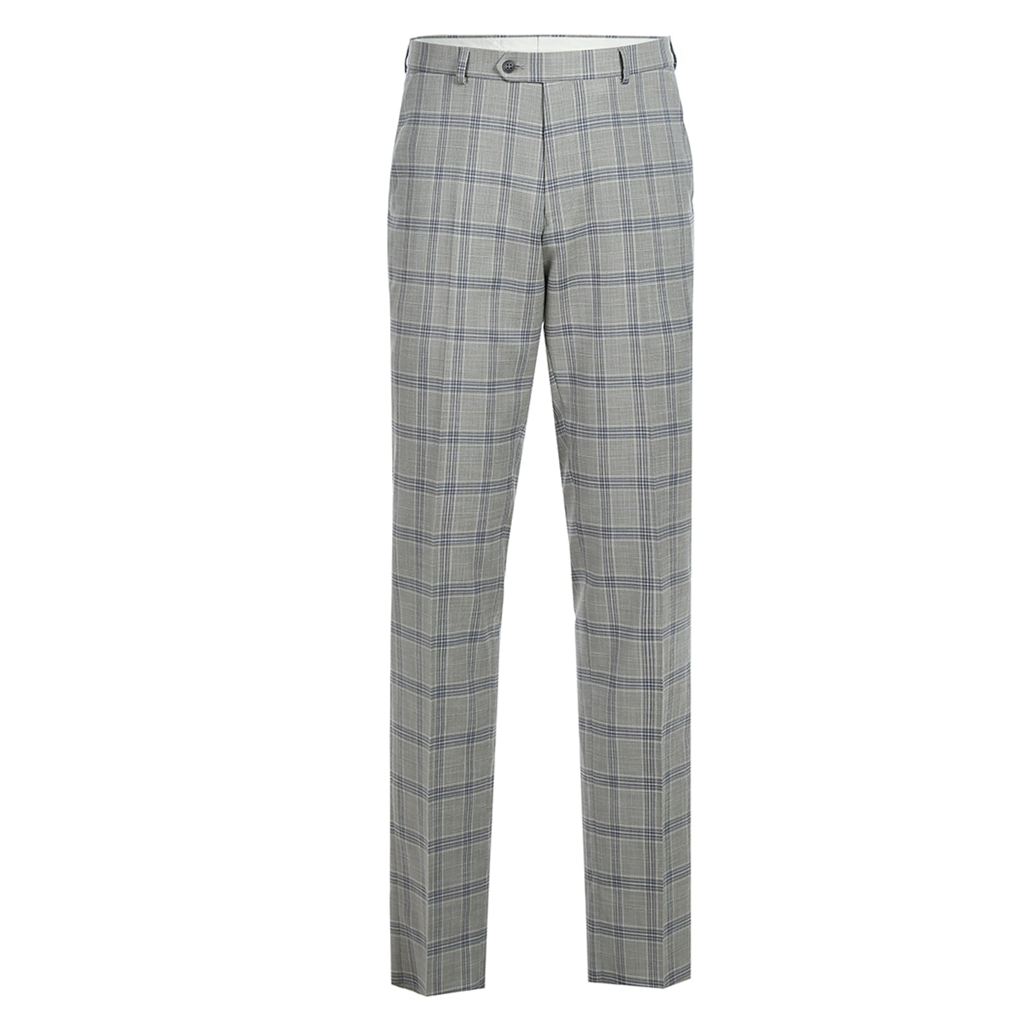 Men's Slim Fit Notch Lapel Light Gray Check Suit