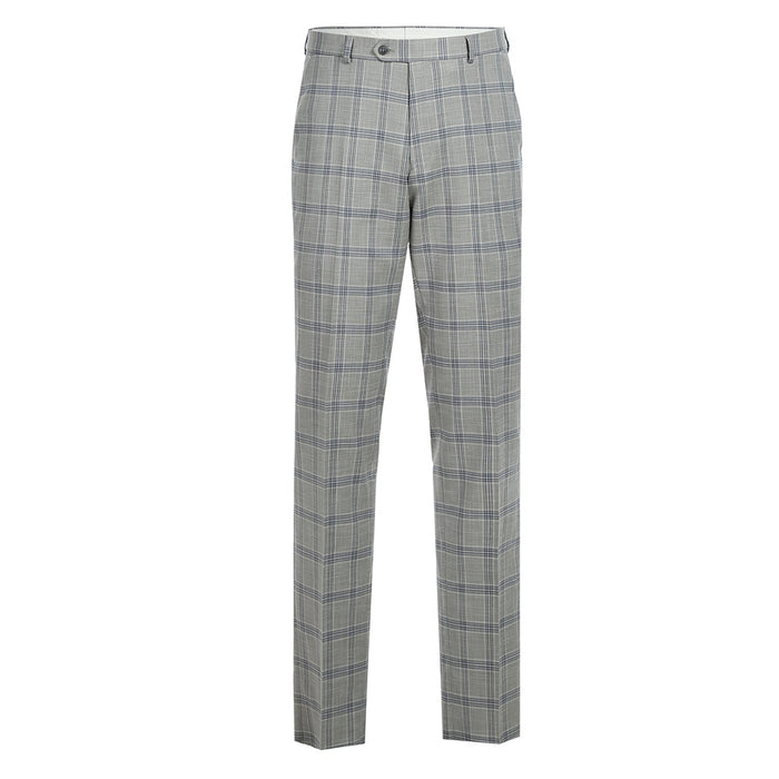 Men's Slim Fit Notch Lapel Light Gray Check Suit