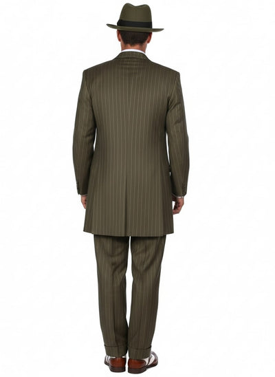 Men's Olive Green 1920s Pinstripe Zoot Suit