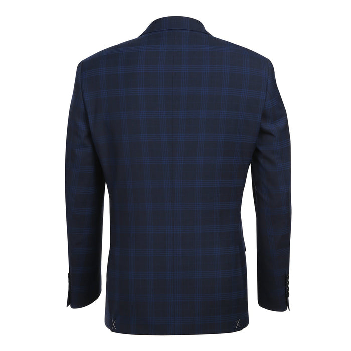 Men's Slim Fit Wool Blend Stretch Checked Suit by Renoir