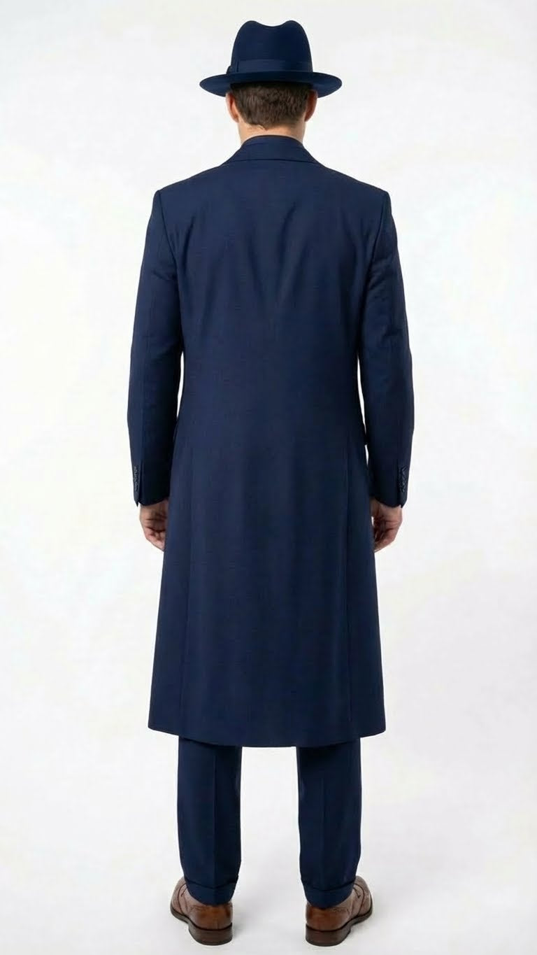 Men's Navy Blue 1920s Zoot Suit – Long Mafia Gangster Three-Piece Vint