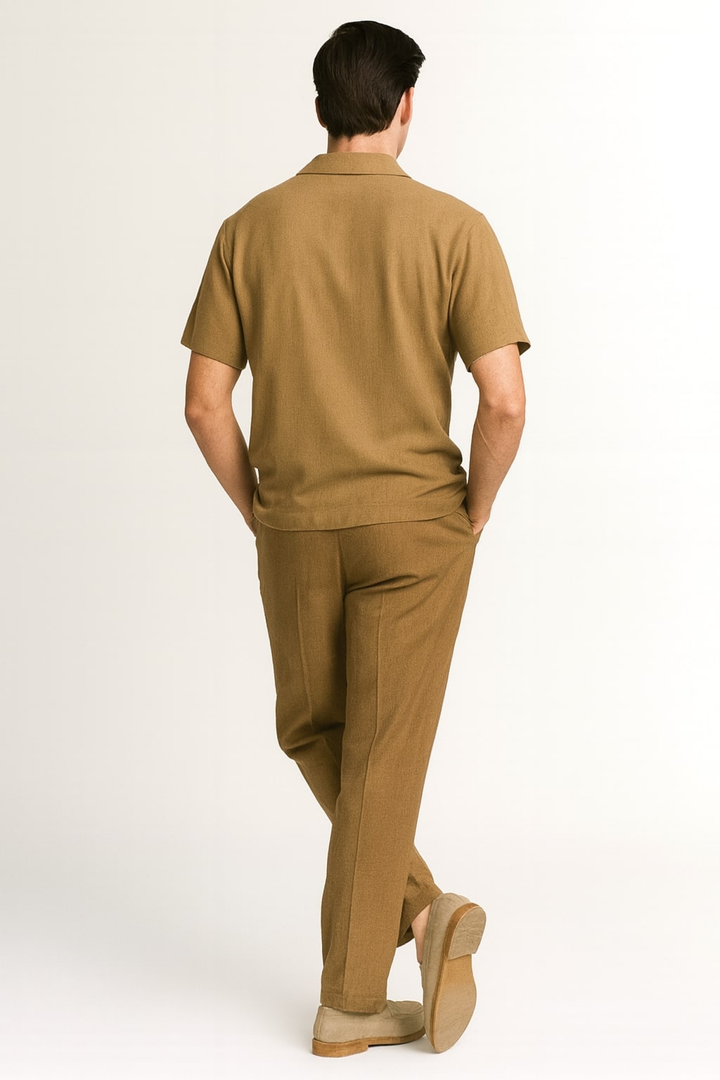 Mocha Brown Knit Walking Suit for Men-Two Piece Set