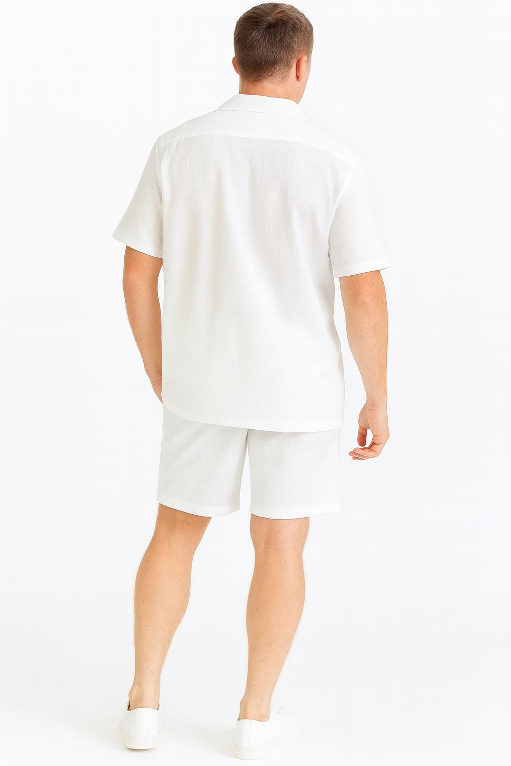 Men's White Seersucker Short Set Outfit