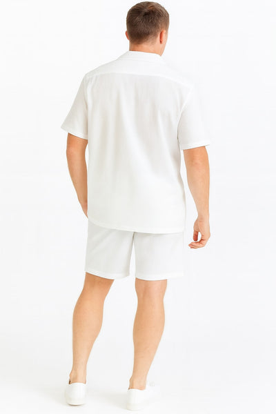 Men's White Seersucker Short Set Outfit