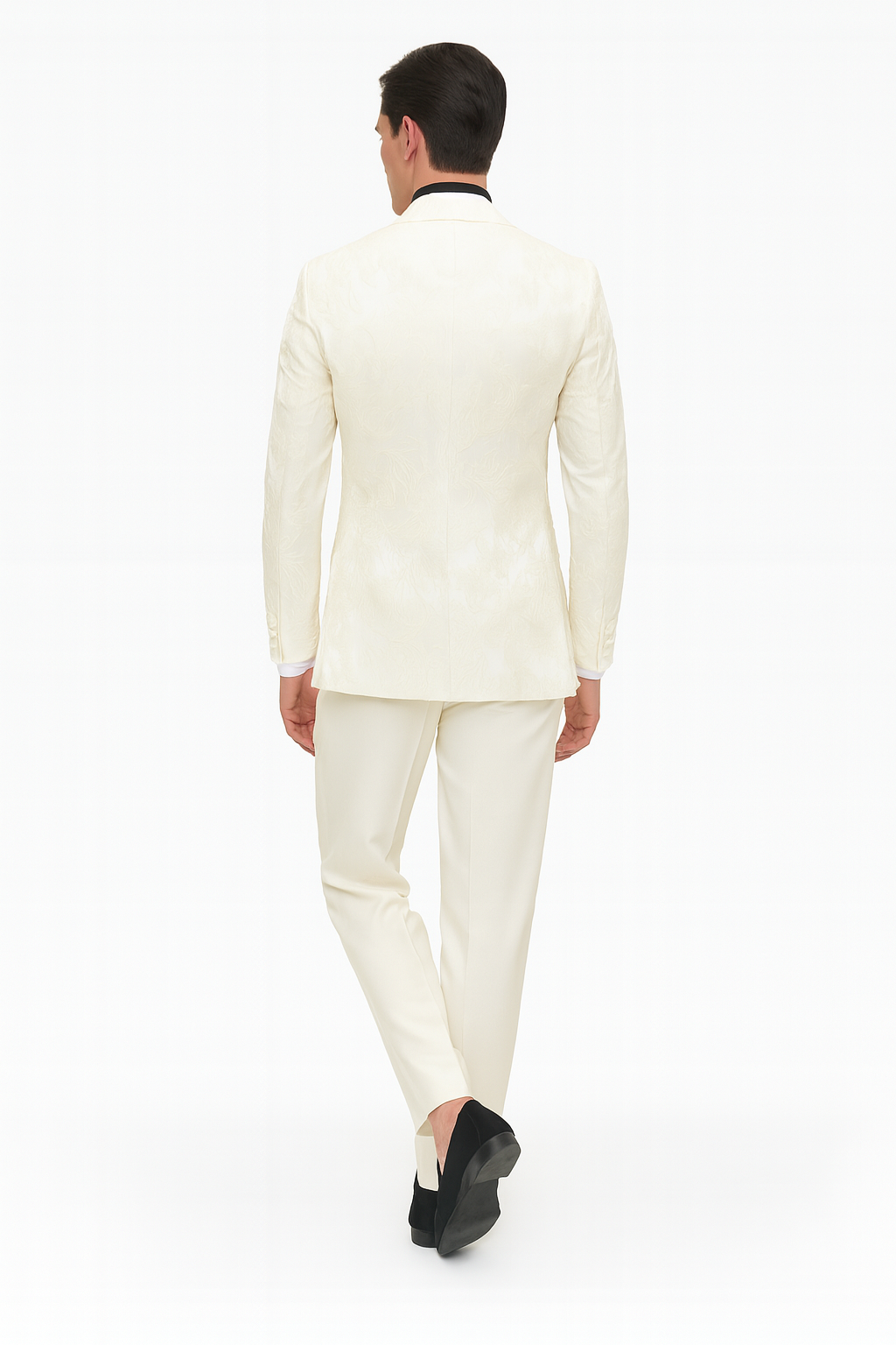 Ivory Floral Embroidered Tuxedo Jacket for Men