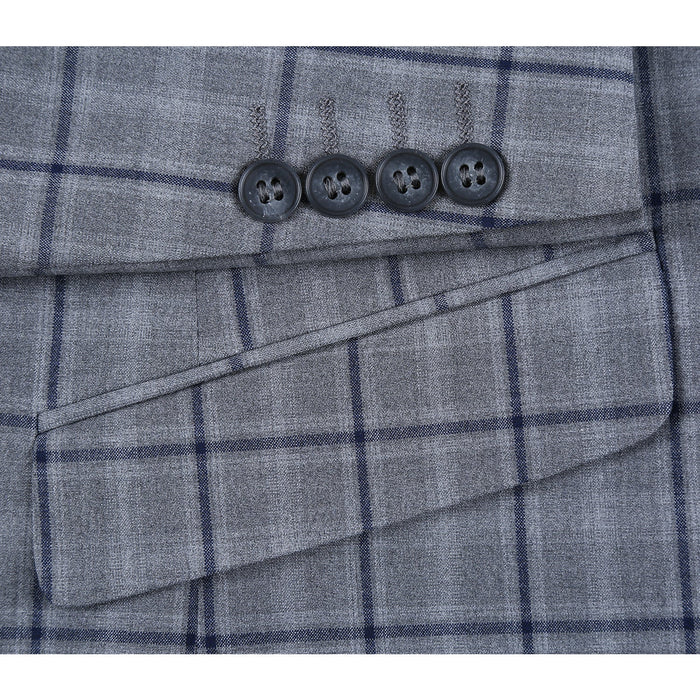 Men's Slim Fit Stretch Checked Suit by Renoir