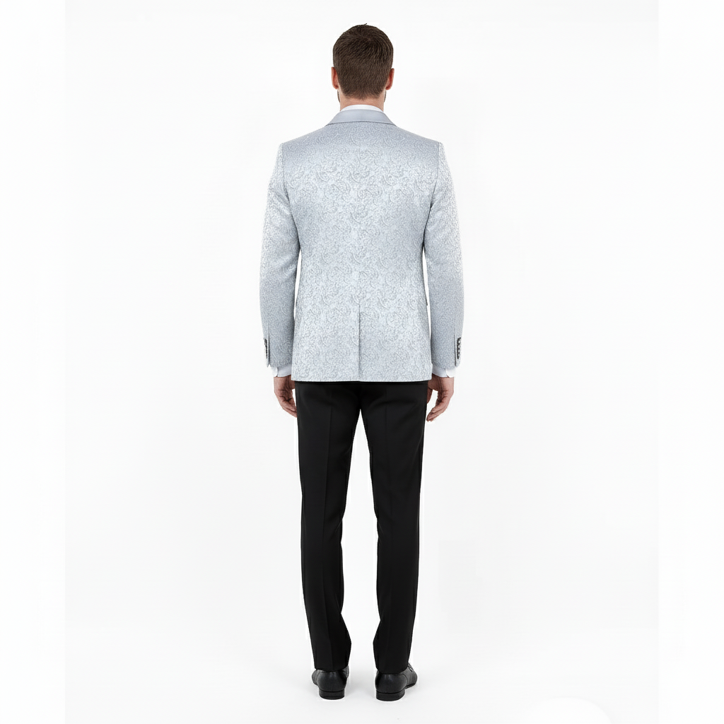 Big and Tall Silver Paisley Tuxedo Jacket