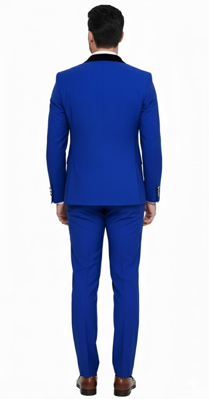 Royal Blue Double-Breasted Slim Fit Tuxedo Suit