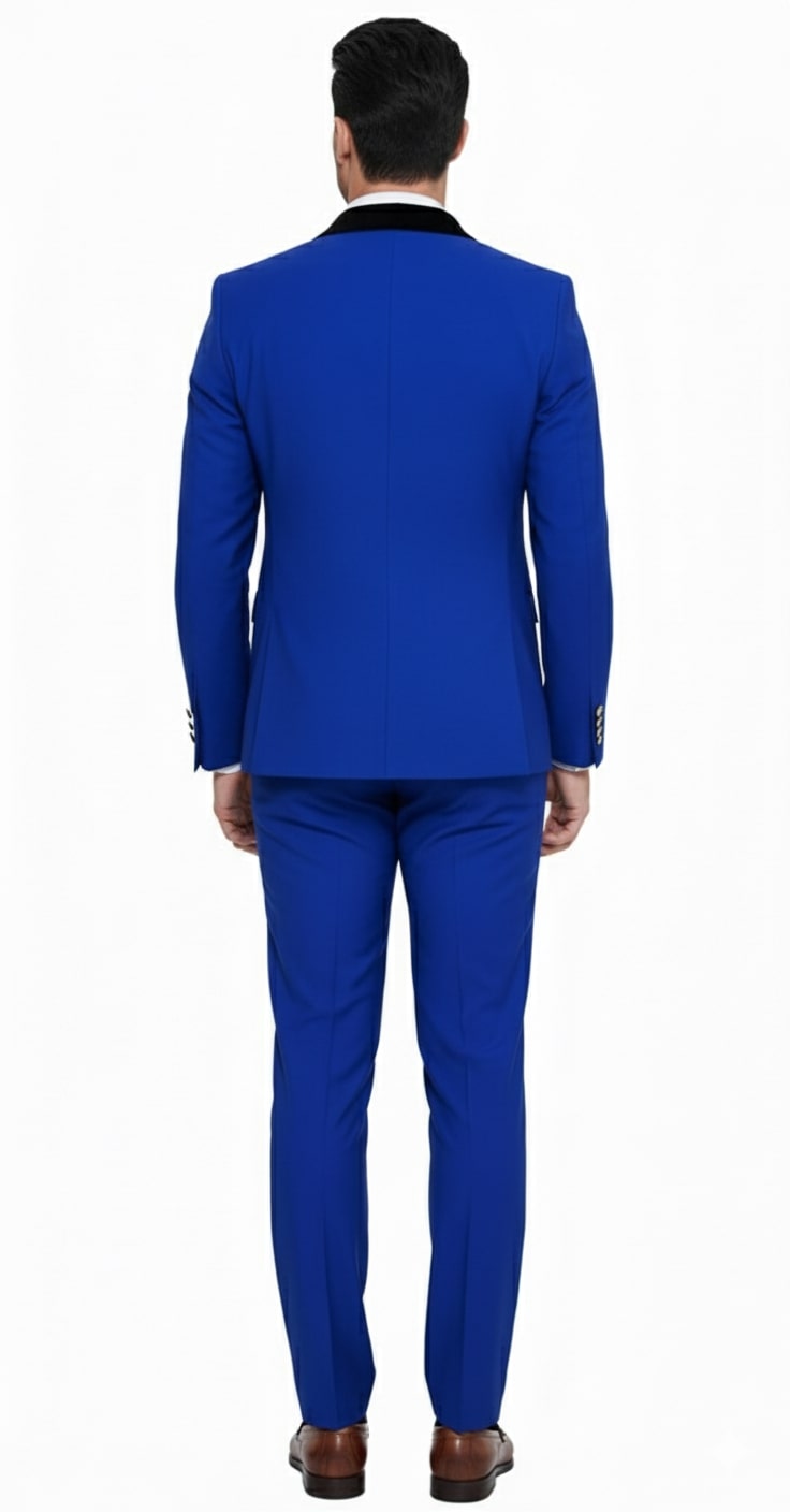 Royal Blue Double-Breasted Slim Fit Tuxedo Suit