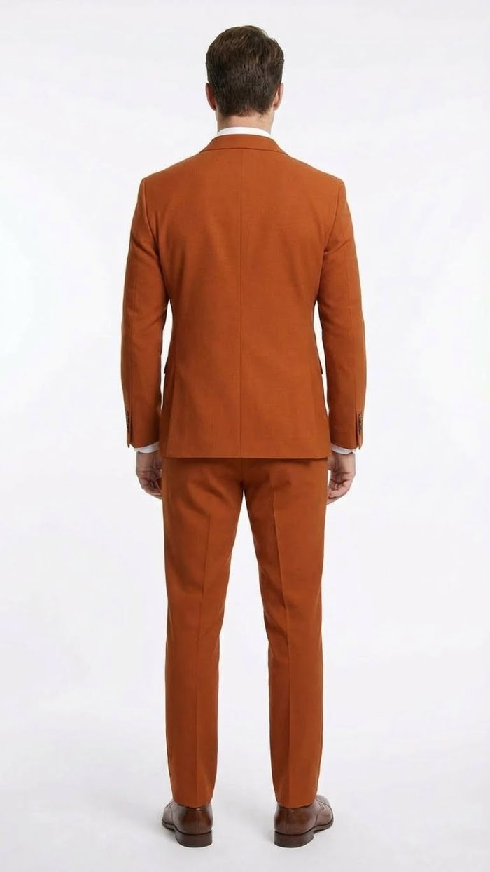 Vitali Brand Men’s Burnt Orange Double Breasted Suit – in Rust Brick Copper Color