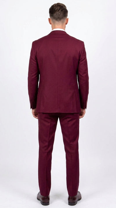 Men’s Stacy Adams Brand Burgundy 3 Piece Suit – Two Button Vested Style church wedding Modern Fit Suit
