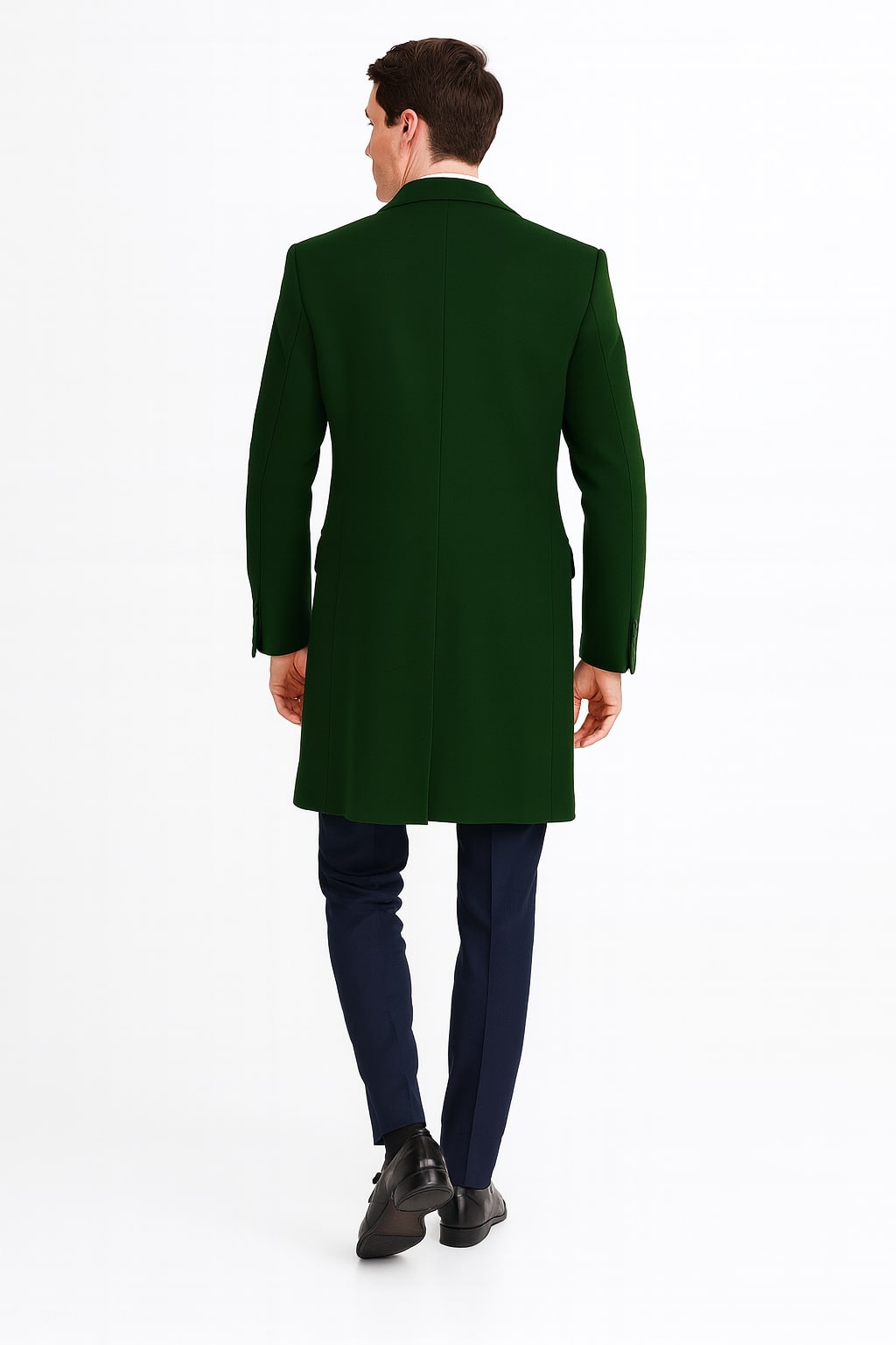 Men’s Dark Green Wool Overcoat - Classic Long Coat