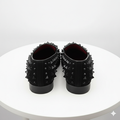 Sparko 09 Men’s Black Studded Slip-On Loafers