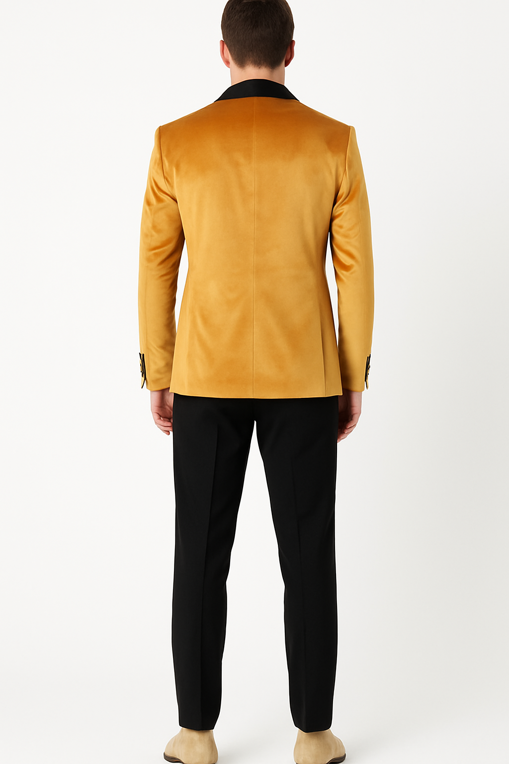 Men's Mustard Gold Velvet Tuxedo Jacket – Slim Fit Dinner Blazer with