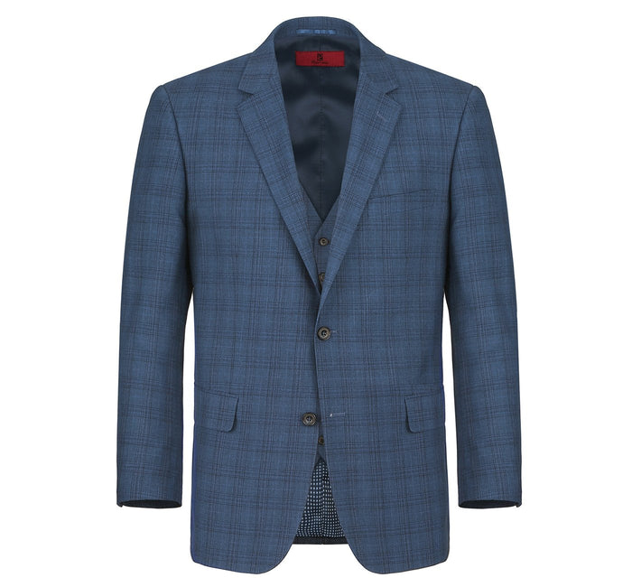 3-Piece Classic Windowpane Suit by Renoir