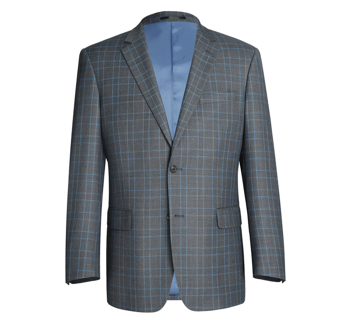 Men's Classic Fit Two Piece Windowpane Suit