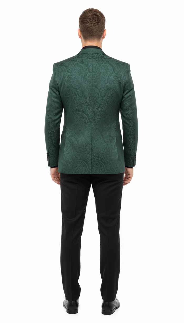 Emerald Green Paisley 3-Piece Slim Tuxedo Set