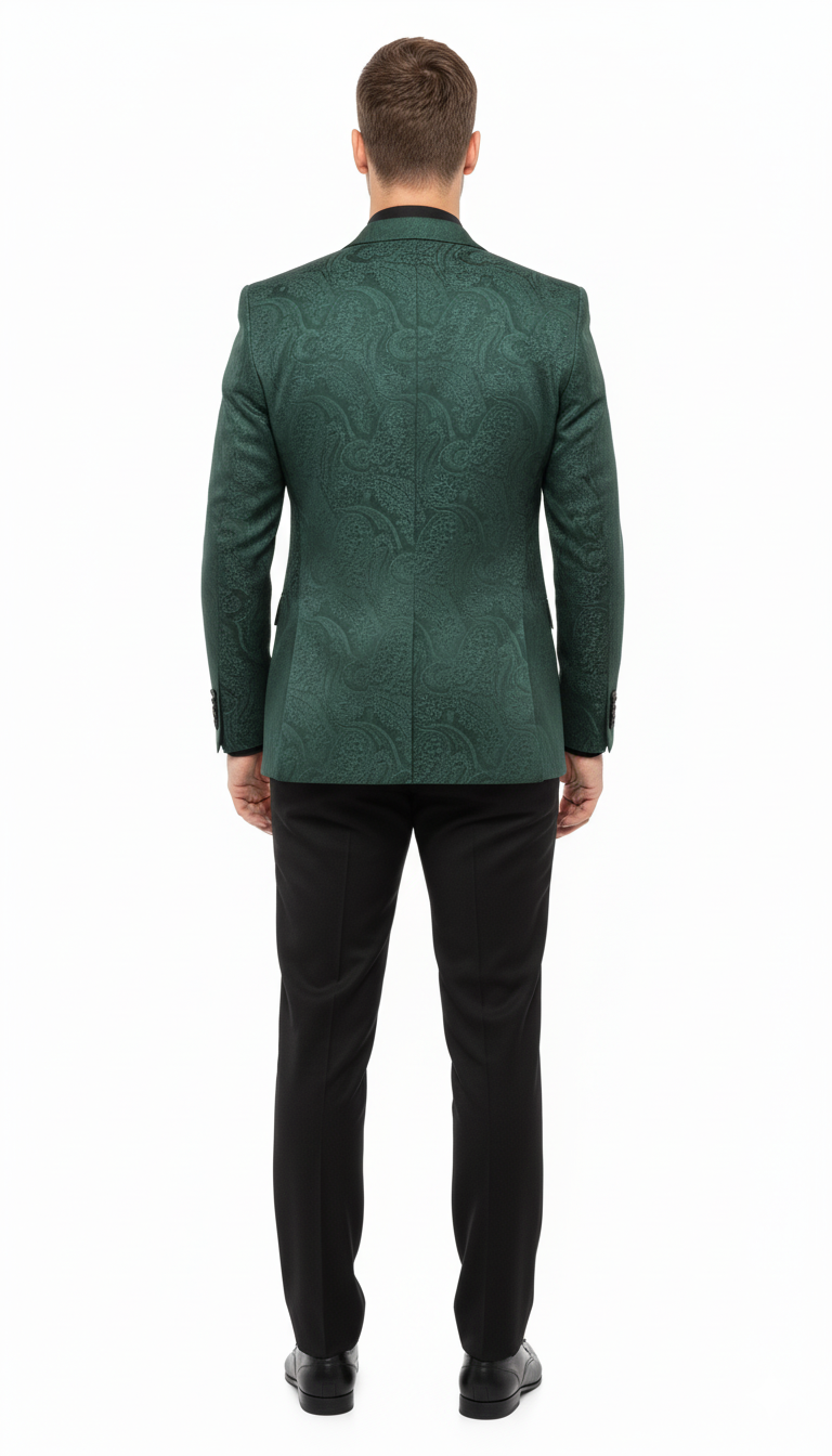 Emerald Green Paisley 3-Piece Slim Tuxedo Set