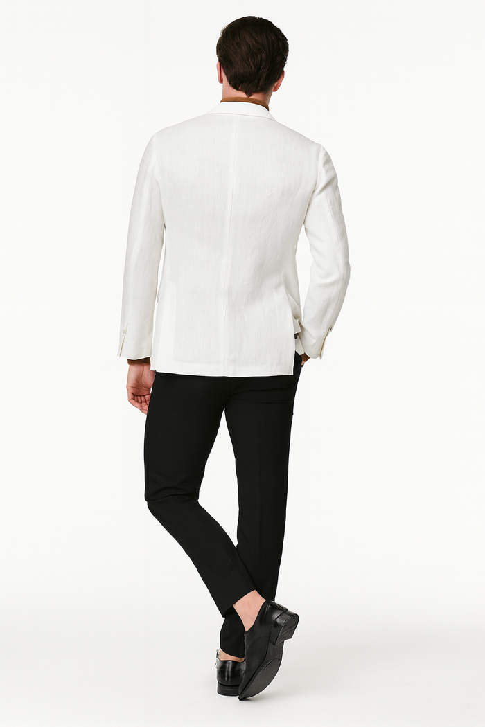 Men’s White Linen Blazer – Classic Two-Button Lightweight Sport Coat