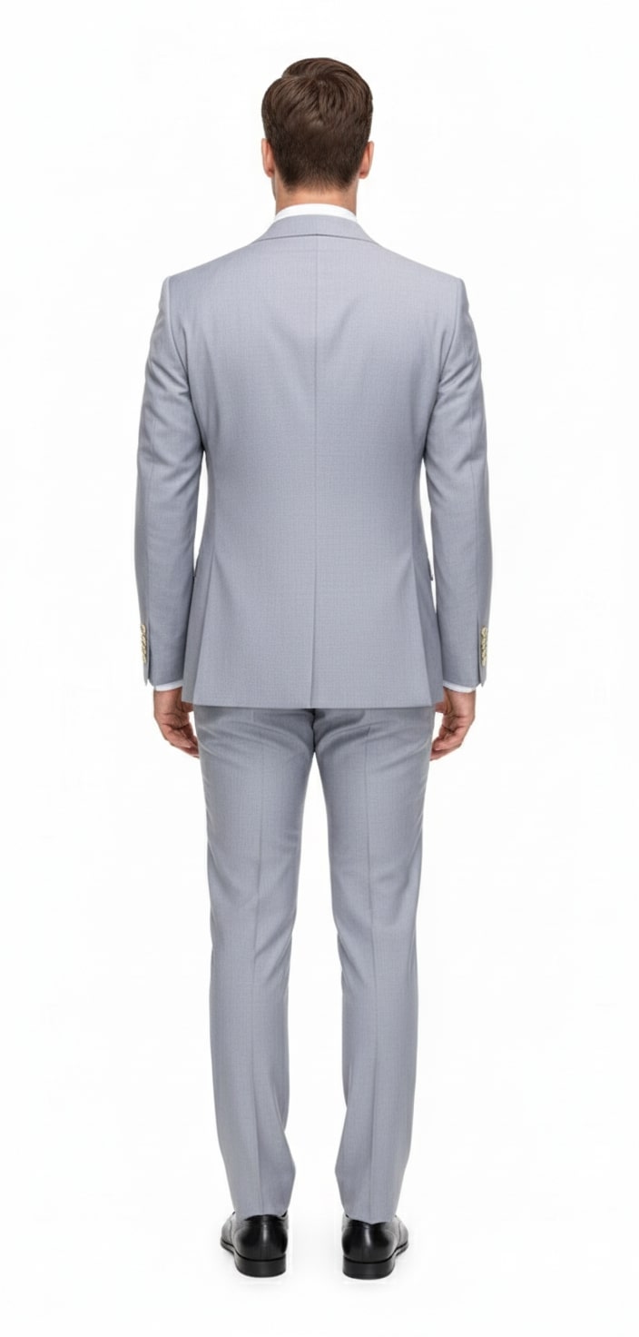 Silver Double-Breasted 3-Piece Suit - Tailored Fit