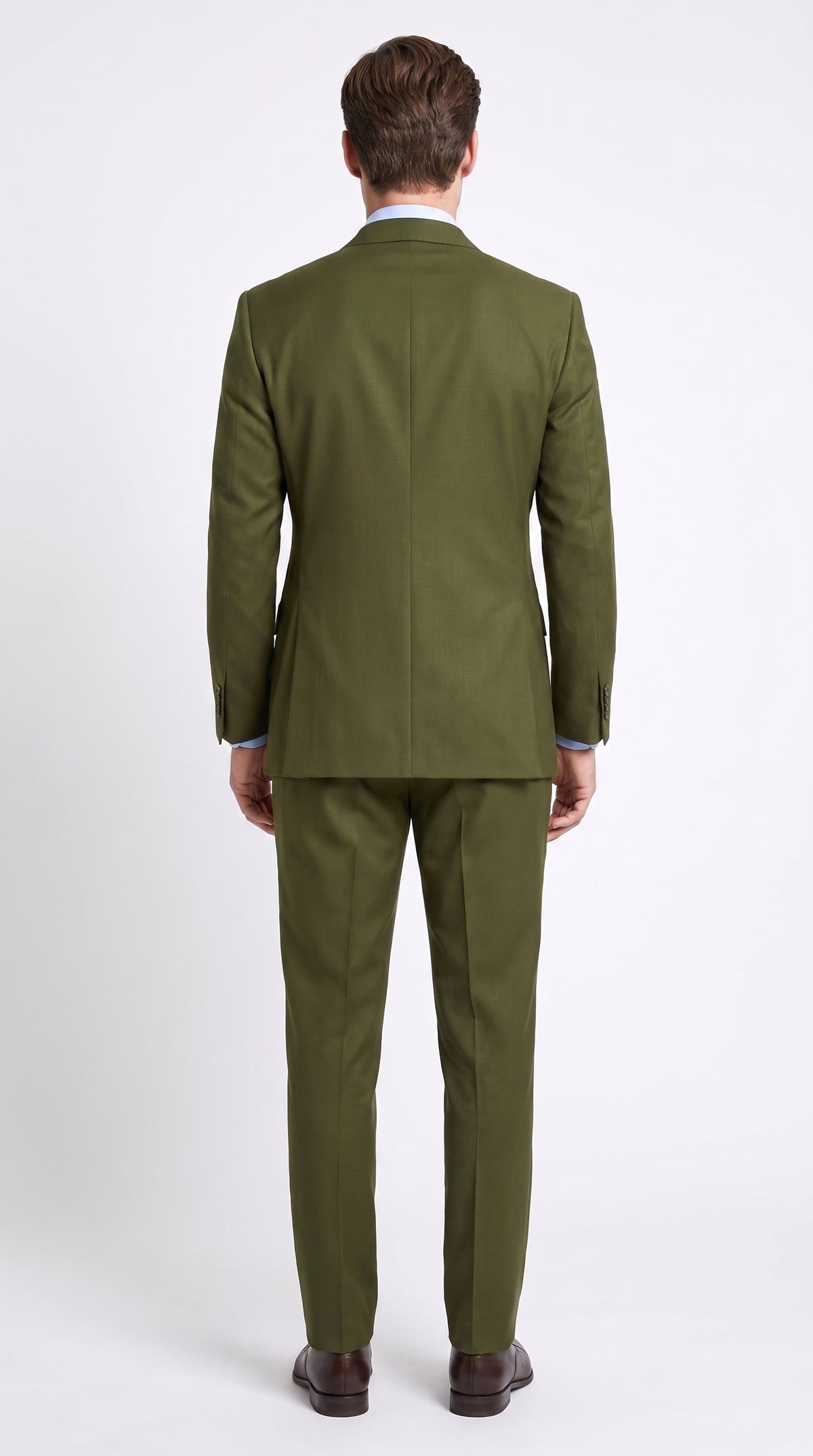 Men’s Olive Green Double-Breasted Suit – Classic Peak Lapel Wedding, Business Hunter Color