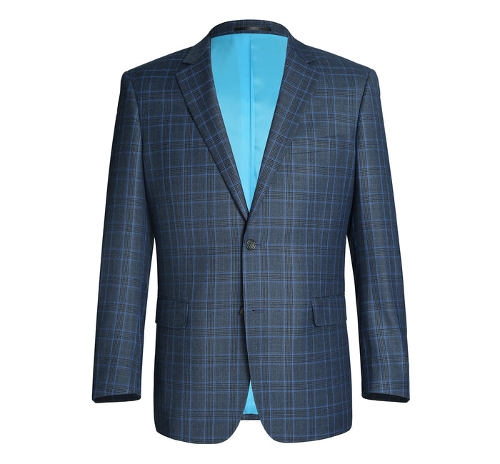 Men's Two Piece Classic Fit Windowpane Suit