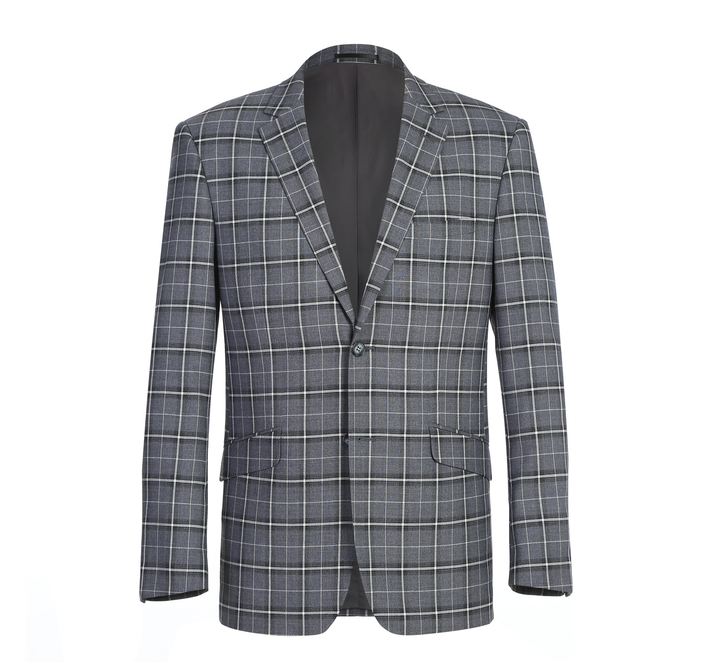 Men's Grey & White Check Classic Suit by Renoir
