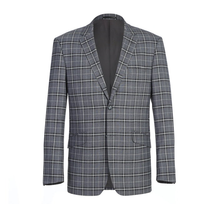 Men's Grey & White Check Classic Suit by Renoir