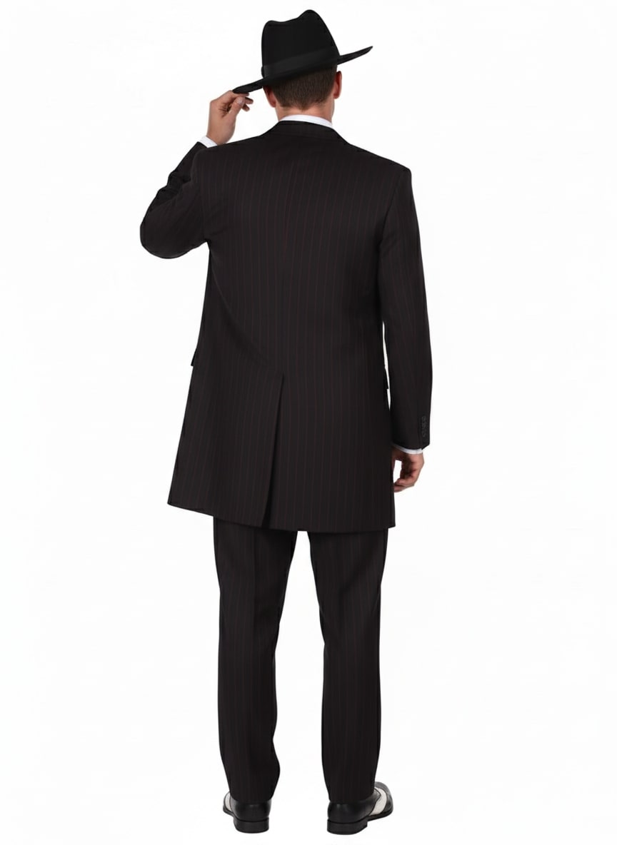 Men's 1920s Black Red Pinstripe Zoot Suit 3-Piece