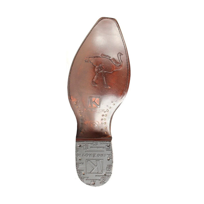 Men's Burnished Brown Ostrich Leg Snip Toe Boots