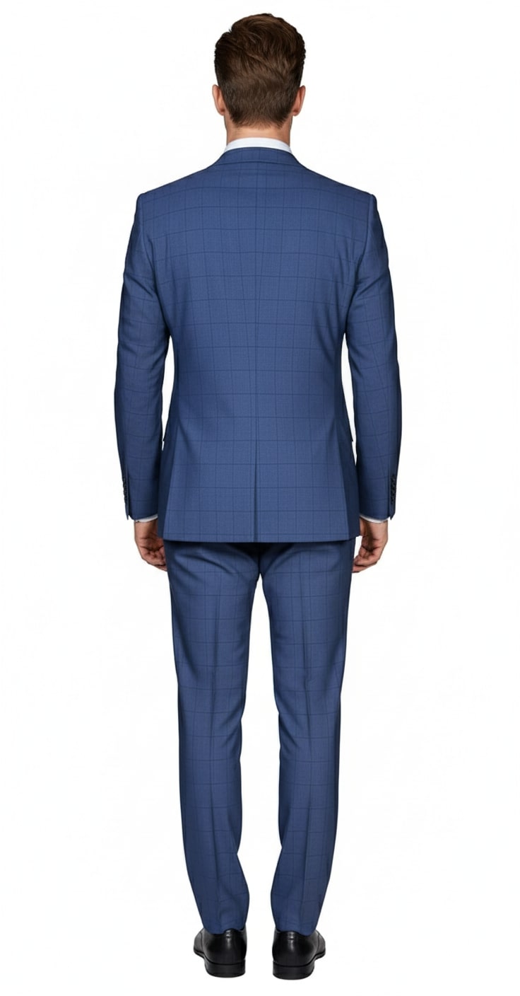 Indigo Navy Windowpane Check Men's Suit 2-Pc
