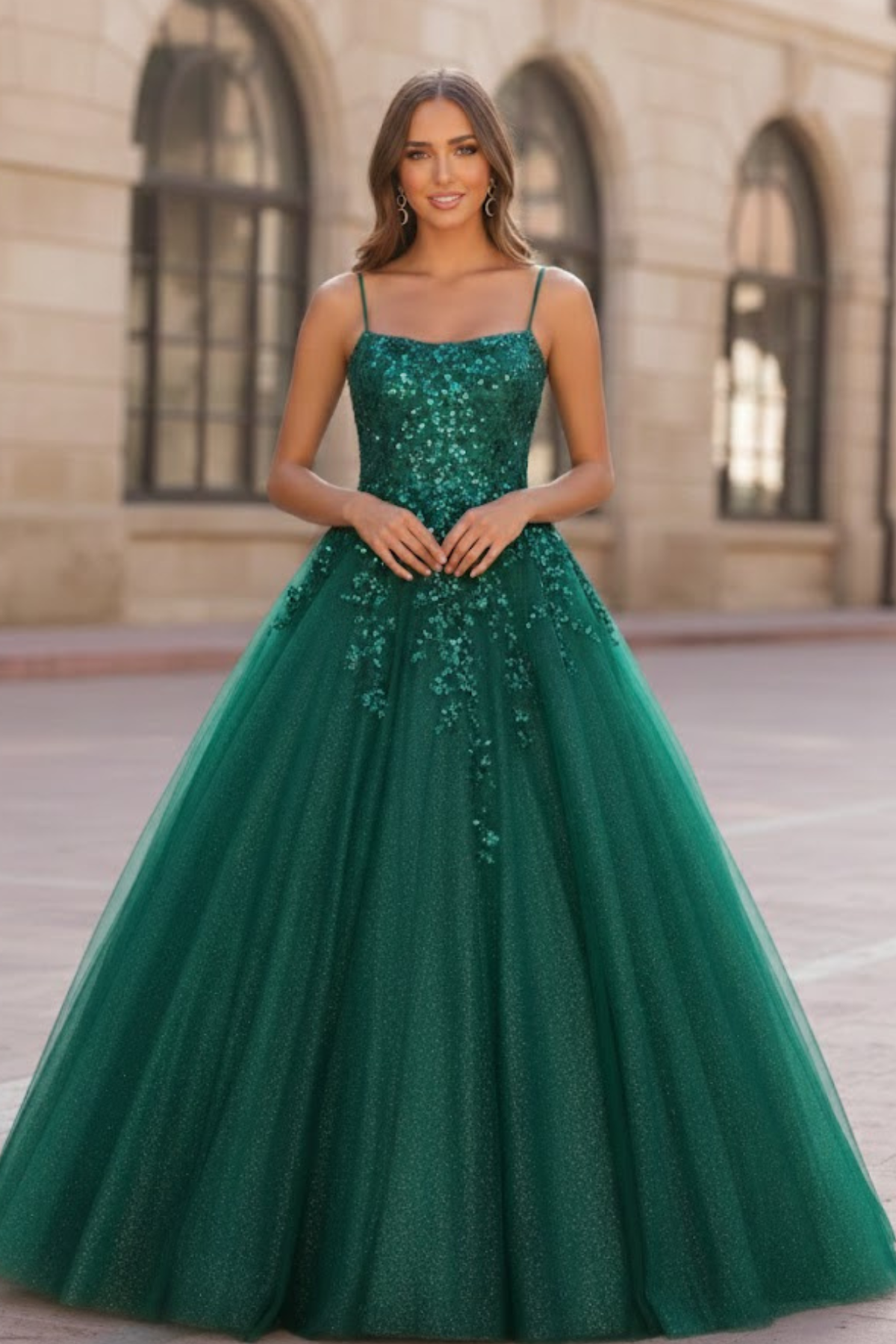 Nox Anabel H1464 Spaghetti Straps Quince Dress Embellished Long Prom Ball Gown