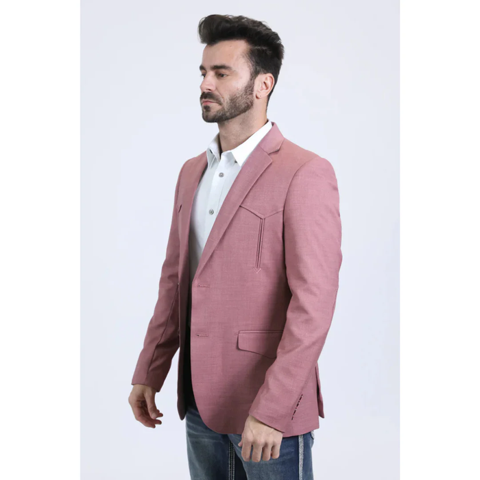 Mens Double Button Western Blazer - Salmon