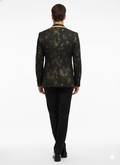 Men’s Black & Gold Embroidered Luxury Blazer