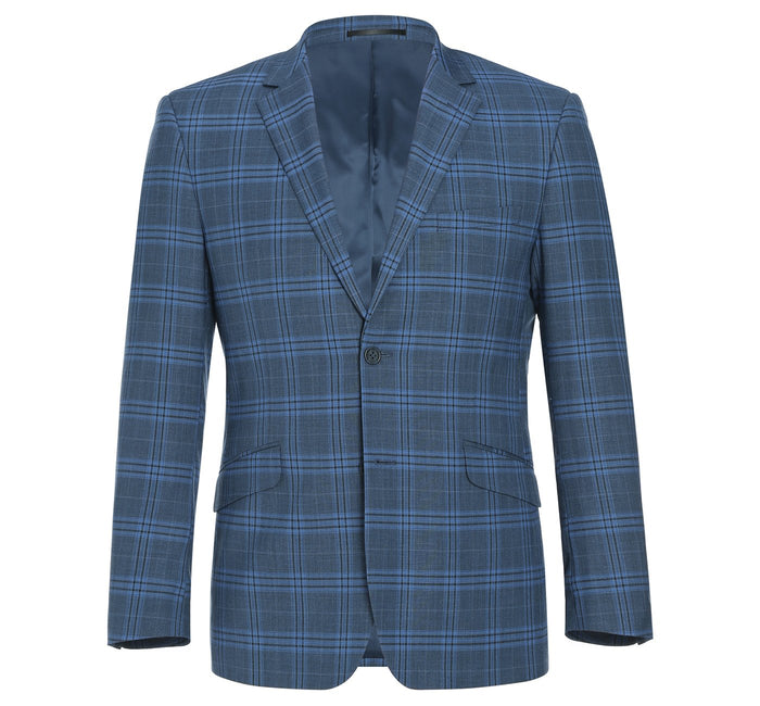 Men's Slim Fit Windowpane Stretch Suit by Renoir