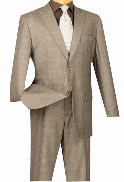 Pompey Glen Plaid Regular Fit Suit Tan