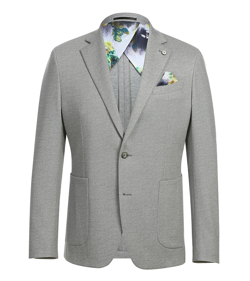 Half Canvas Slim Fit Gray Blazer
